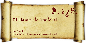 Mittner Árpád névjegykártya
